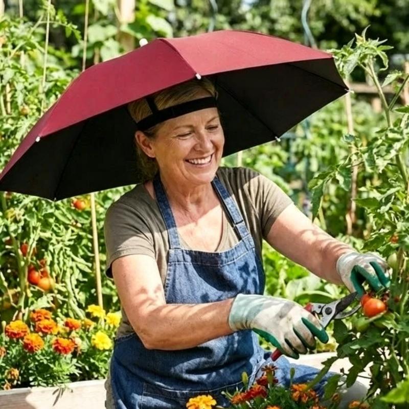 Outdoor Camping Hat - UV-bestendige waterdichte opvouwbare parapluhoed, handsfree hoofdbescherming