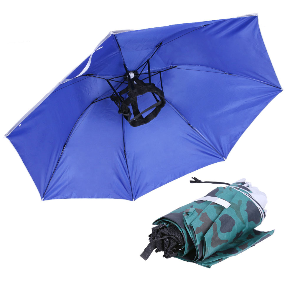 Outdoor Camping Hat - Opvouwbare hoofdparapluhoed Regendichte pet Golf Outdoor