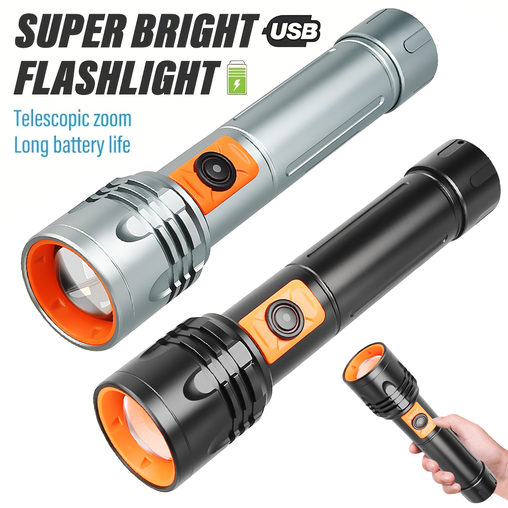 Outdoor Camping Lantern - Krachtige LED-zaklamp Oplaadbare USB-zaklamp met telescopische