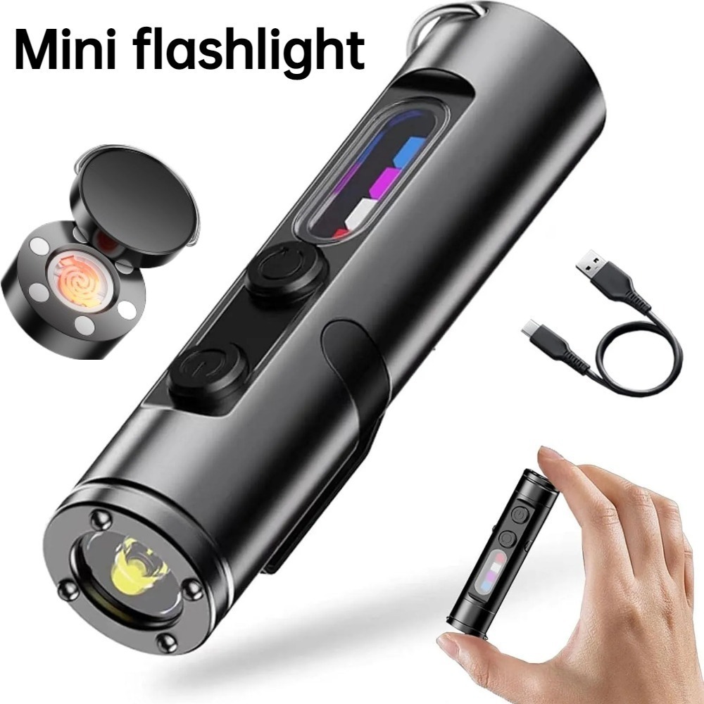 Outdoor Camping Hat - Mini-buitenzaklamp Type C Oplaadbare LED-magneetlamp met