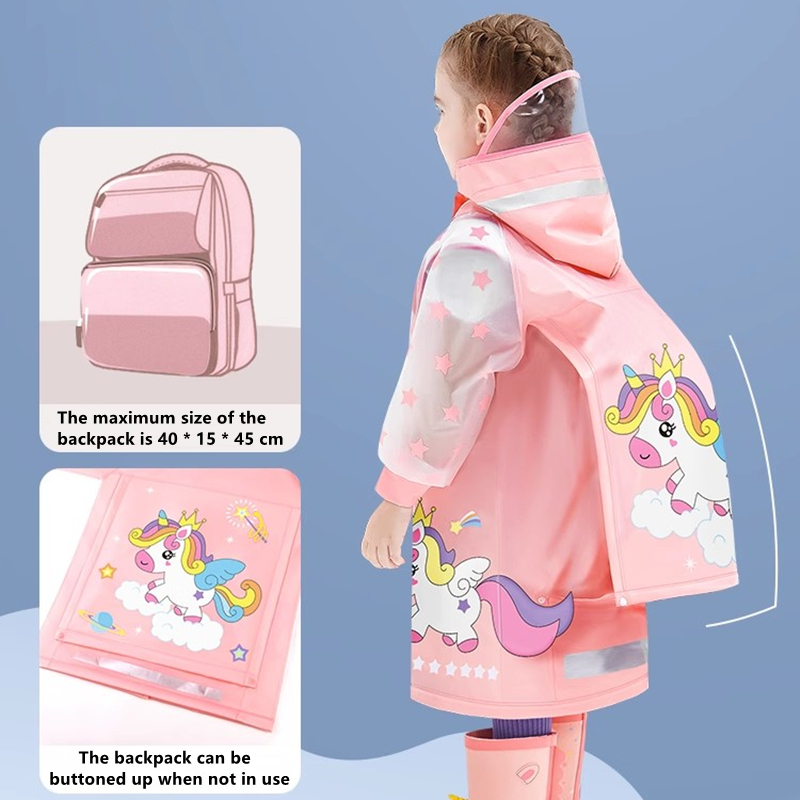 Camping Rain Poncho - Kinderregenjas Waterdichte regenponcho Cartoon Eenhoorn Dinosaurus