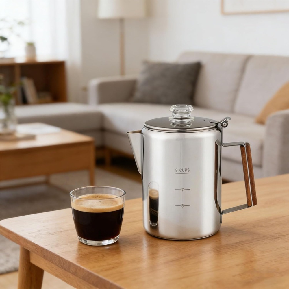 Camp Percolator Coffee - Campingpercolator met 9-kops capaciteit, koffiepot van