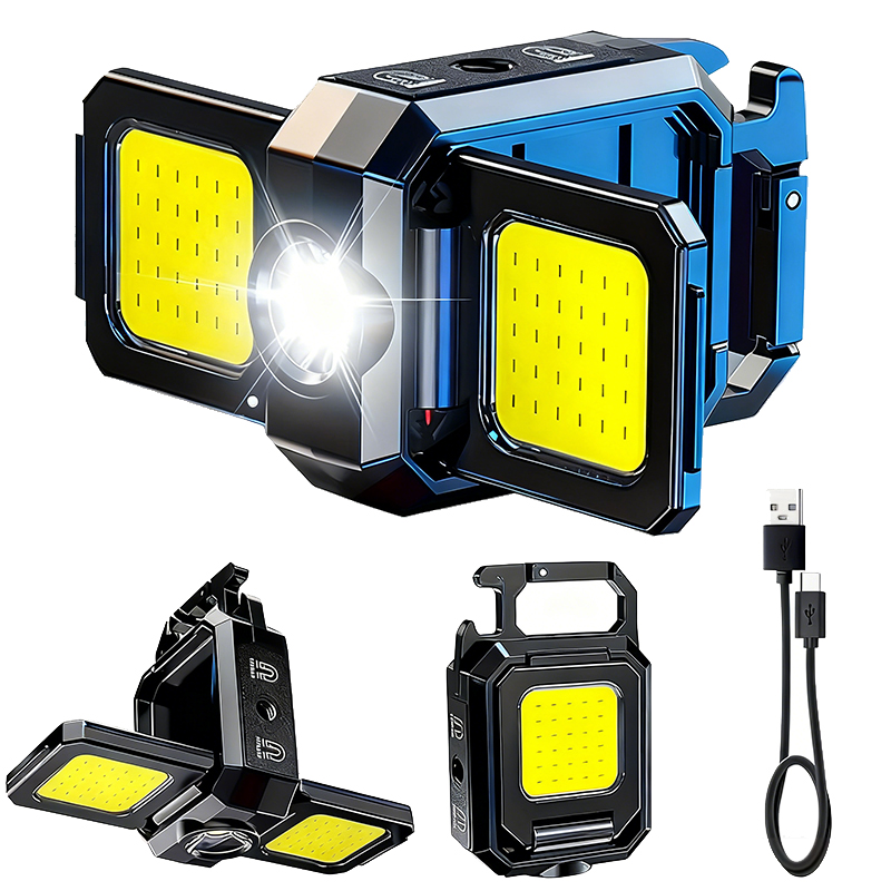 Outdoor Camping Lantern - Mini-zaklamp sleutelhangerlicht COB-werklamp USB oplaadbare lamp