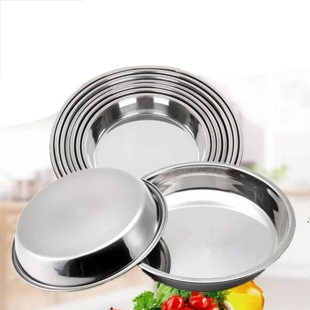 Outdoor Indoor Camping - Premium roestvrijstalen ronde platte plaat, draagbaar,