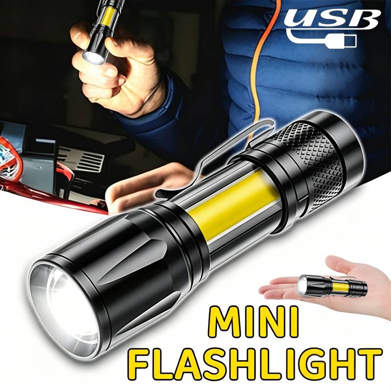 Outdoor Camping Lantern - Mini LED-zaklamp COB-schijnwerper Draagbare werklamp USB