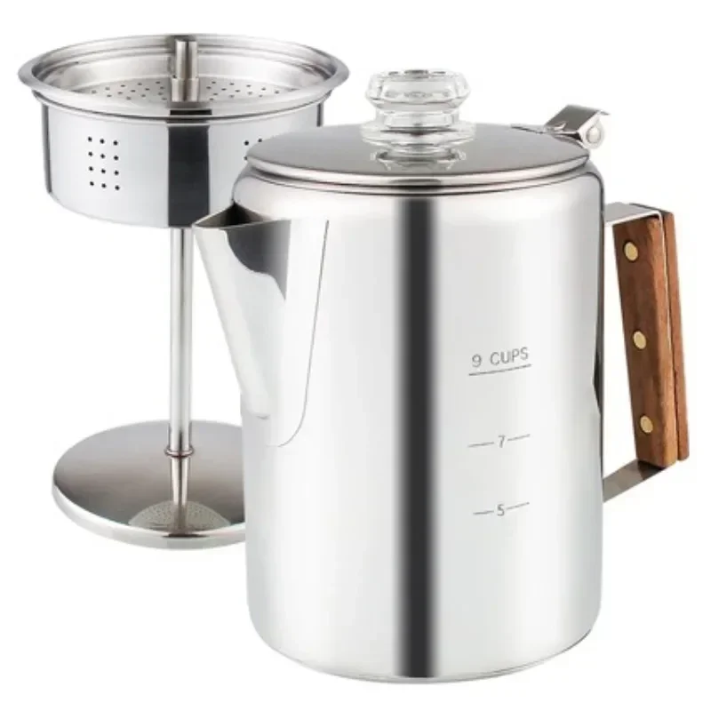 Camp Percolator Coffee - Roestvrijstalen koffiepercolator Comfort Grip Koffiezetapparaat met