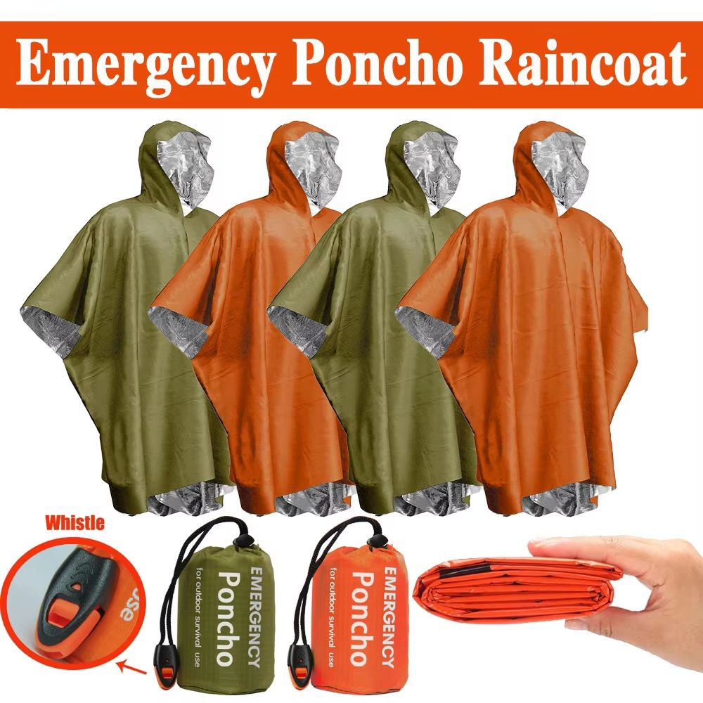 Camping Rain Poncho - Noodregenponcho Thermische dekenponcho Weerbestendig Outdoor Survival