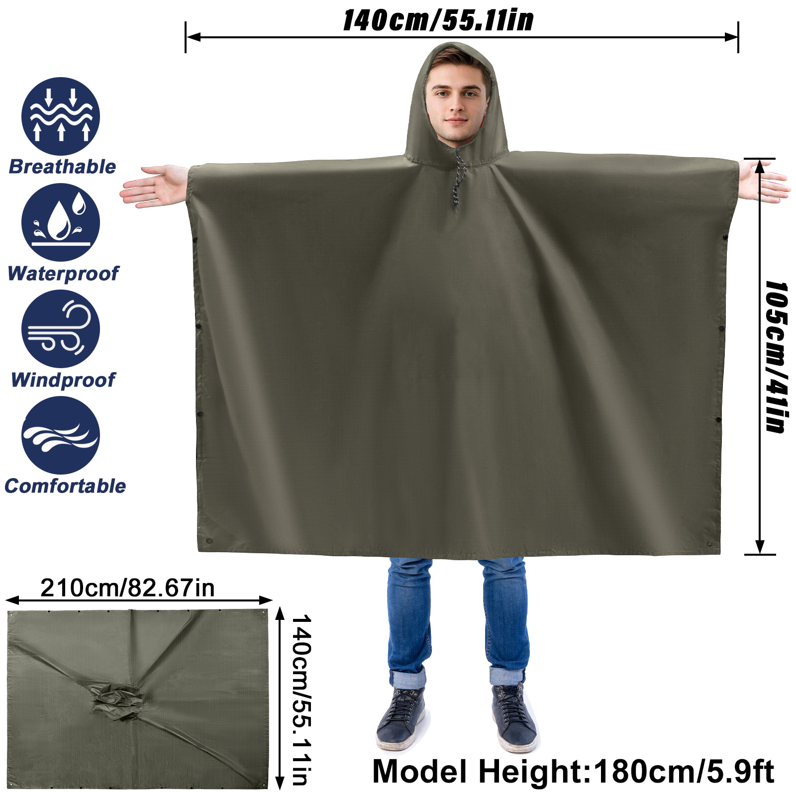 Regenponcho voor volwassenen L - Camping Rain Poncho recensie en prijs