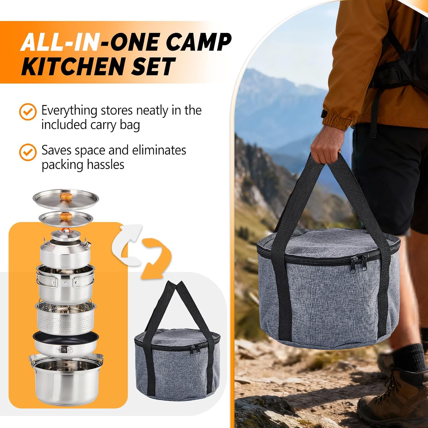 6-delige kookgereiset, 304 roe - Outdoor Camping Fire recensie en prijs