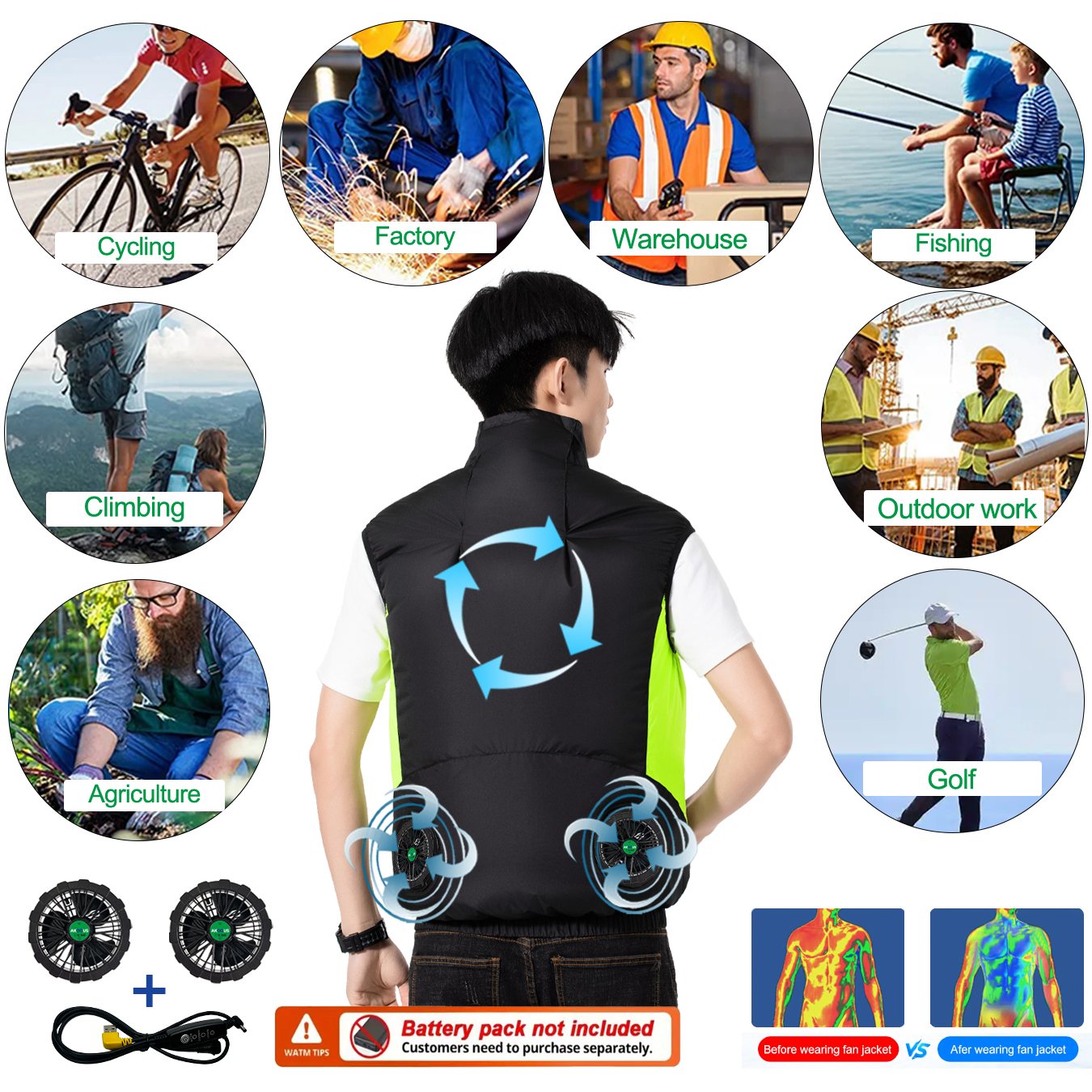 12V 5V USB Koelvest met 4 Vent - Outdoor Camping Air Conditioner recensie en prijs