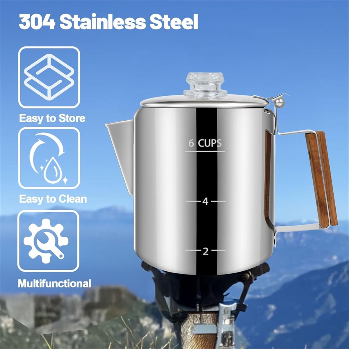 6 kopjes percolator 304 roestv - Camp Percolator Coffee recensie en prijs