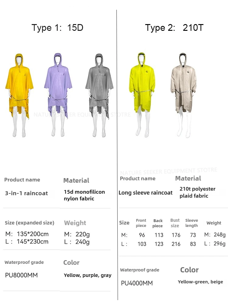 15D/210T Regenjas Waterdichte  - Camping Rain Poncho recensie en prijs